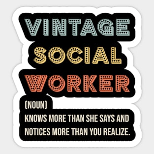 Retro Social Worker Definition Public Servant Caseworker Sticker